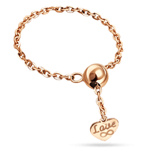 обзорное фото Эксклюзивное кольцо цепочка Love с сердцем и шариком в красном золоте 039894 Золотые кольца без вставок обзорное фото Эксклюзивное кольцо цепочка Love с сердцем и шариком в красном золоте 039894  Золотые кольца без вставок