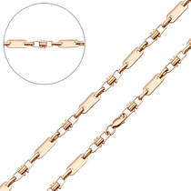 обзорное фото Стильная мужская цепь из красного золота 585 пробы 039351 Золотые цепочки мужские обзорное фото Стильная мужская цепь из красного золота 585 пробы 039351  Золотые цепочки мужские