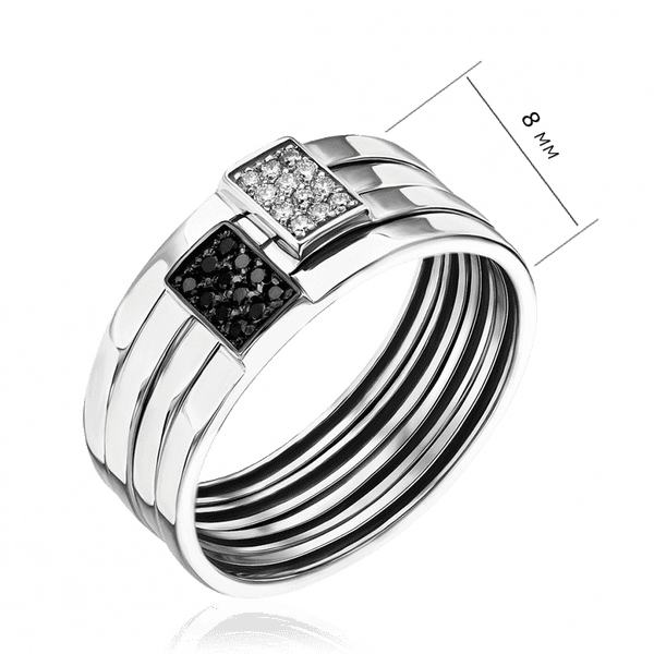 серебряное кольцо с черными и белыми фианитами серебряное кольцо с черными и белыми фианитами