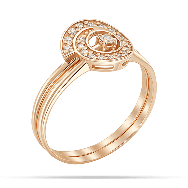 Раздельное золотое кольцо с одним камешком и бриллиантами по спирали вокруг него Раздельное золотое кольцо с одним камешком и бриллиантами по спирали вокруг него