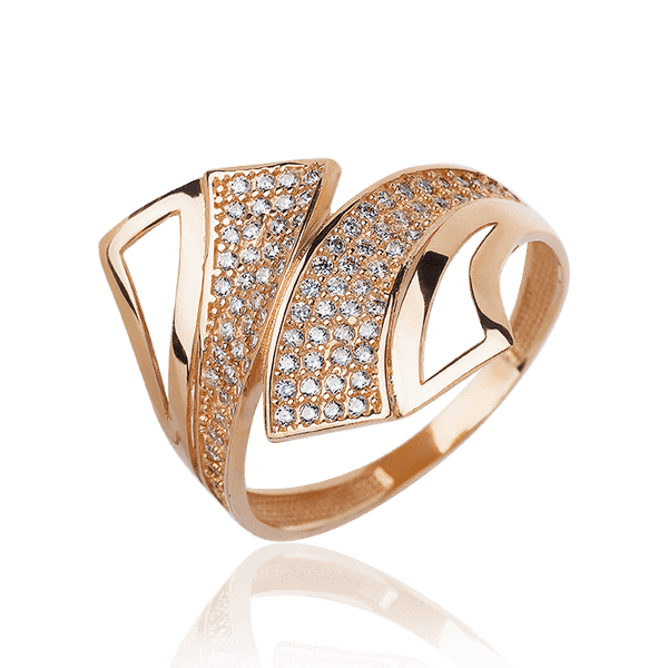 Кольцо женское золотое с фианитами 031483 детальное изображение ювелирного изделия Золотые кольца с фианитом Кольцо женское золотое с фианитами 031483 детальное изображение ювелирного изделия Золотые кольца с фианитом