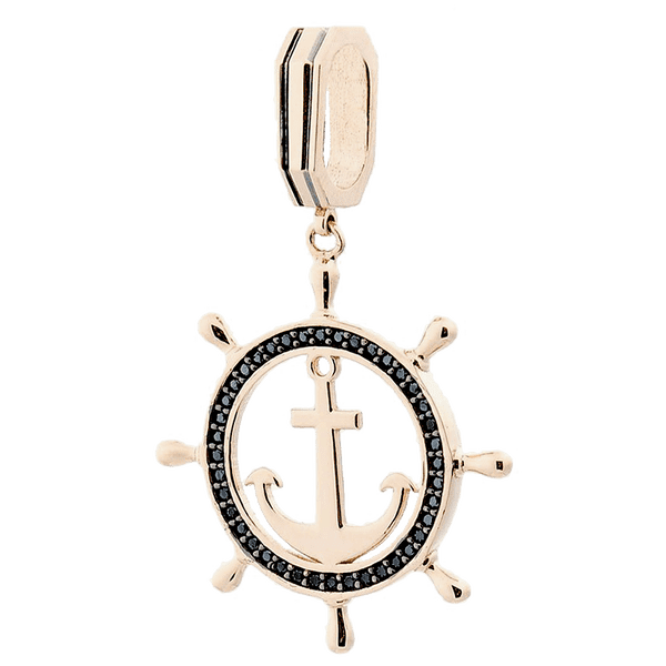 Золотой подвес в красном золоте 585 пробы с фианитами "Якорь и штурвал" 038001 детальное изображение ювелирного изделия Золотые подвески с камнями Золотой подвес в красном золоте 585 пробы с фианитами "Якорь и штурвал" 038001 детальное изображение ювелирного изделия Золотые подвески с камнями