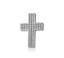 обзорное фото Крестик из белого золота с фианитами 028034  Декоративные золотые крестики