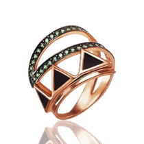 обзорное фото Золотое кольцо с агатом и нанокристаллами 030020  Золотые кольца с агатом