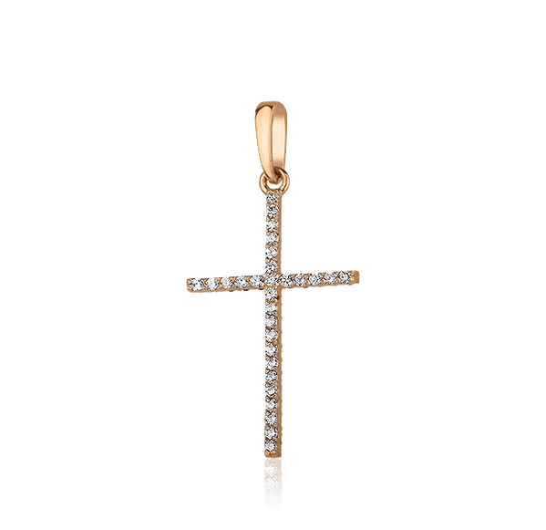 Золотой крестик с белыми фианитами 028030 детальное изображение ювелирного изделия Декоративные золотые крестики Золотой крестик с белыми фианитами 028030 детальное изображение ювелирного изделия Декоративные золотые крестики