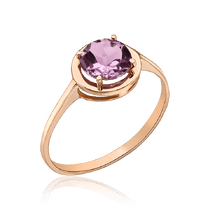 обзорное фото Золотое кольцо с круглым аметистом 035815 Золотые кольца обзорное фото Золотое кольцо с круглым аметистом 035815  Золотые кольца