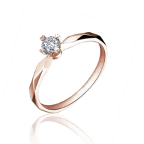 обзорное фото Золотое кольцо на помолвку с бриллиантом в красном золоте 030965  Золотые кольца для помолвки с бриллиантом