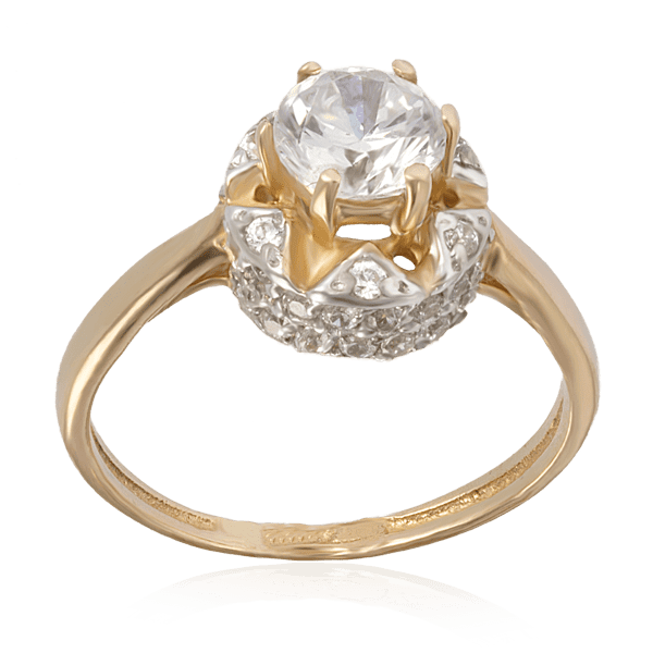 Золотое кольцо с фианитом 1533 детальное изображение ювелирного изделия Золотые кольца для помолвки с цирконием Золотое кольцо с фианитом 1533 детальное изображение ювелирного изделия Золотые кольца для помолвки с цирконием