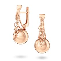 обзорное фото Золотые серьги шарики с узором 410060 Золотые серьги с английским замком обзорное фото Золотые серьги шарики с узором 410060  Золотые серьги с английским замком