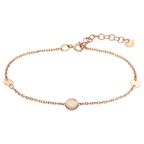 обзорное фото Стильный золотой браслет на руку с перламутром и монетками 036433 Золотые браслеты обзорное фото Стильный золотой браслет на руку с перламутром и монетками 036433  Золотые браслеты