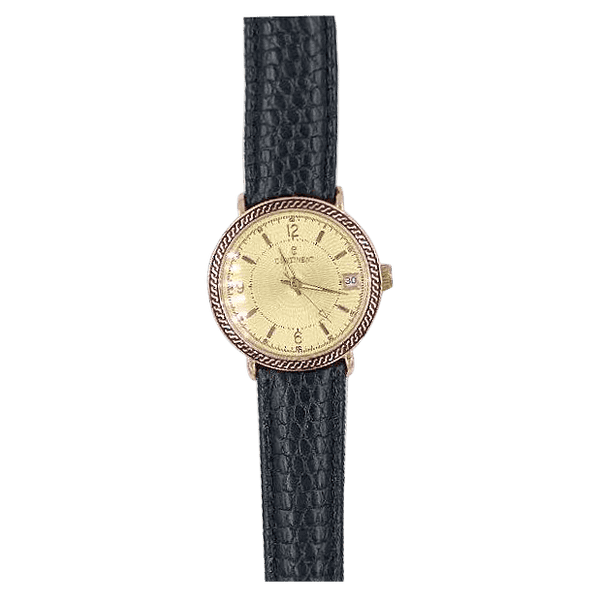 Массивные женские золотые часы на руку с кожаным ремешком 039986  детальное изображение ювелирного изделия Часы женские Массивные женские золотые часы на руку с кожаным ремешком 039986  детальное изображение ювелирного изделия Часы женские