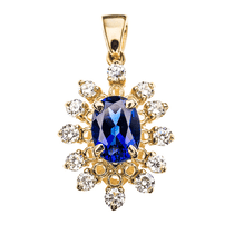обзорное фото Золотая подвеска с сапфиром и бриллиантами Р544 Золотые кулоны с сапфиром обзорное фото Золотая подвеска с сапфиром и бриллиантами Р544  Золотые кулоны с сапфиром