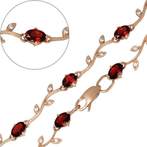 обзорное фото Золотой браслет с гранатом 200229 Золотые браслеты с гранатом обзорное фото Золотой браслет с гранатом 200229  Золотые браслеты с гранатом