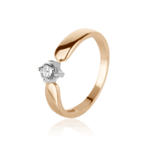 обзорное фото Золотое кольцо с фианитом 028229  Золотые кольца для помолвки с цирконием