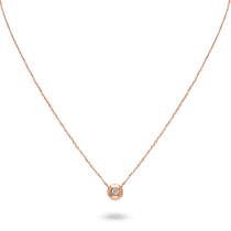 обзорное фото Колье якорного плетения в красном золоте с фианитом в глухой закрепке 041290  Золотые колье с камнями