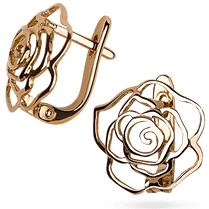 обзорное фото Золотые серьги без вставок Розы 032177 Золотые серьги без вставок обзорное фото Золотые серьги без вставок Розы 032177  Золотые серьги без вставок