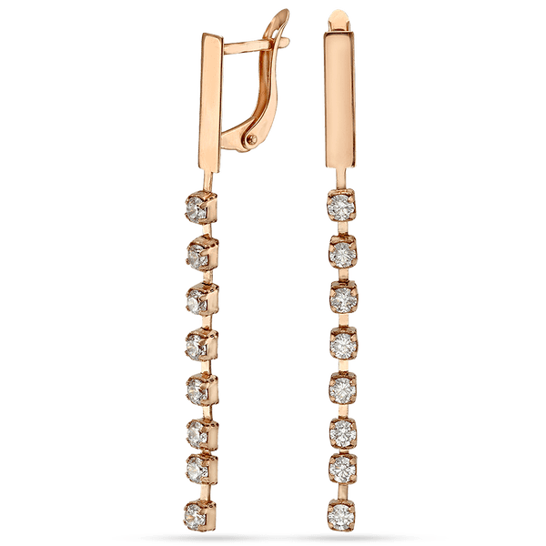 Золотые длинные серьги Блеск на английском замке с дорожкой фианитов 034085 детальное изображение ювелирного изделия Золотые серьги с фианитом Золотые длинные серьги Блеск на английском замке с дорожкой фианитов 034085 детальное изображение ювелирного изделия Золотые серьги с фианитом