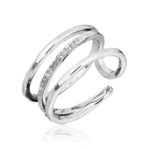 обзорное фото Серебряное фаланговое кольцо тройное с фианитами 035650  Серебряные кольца