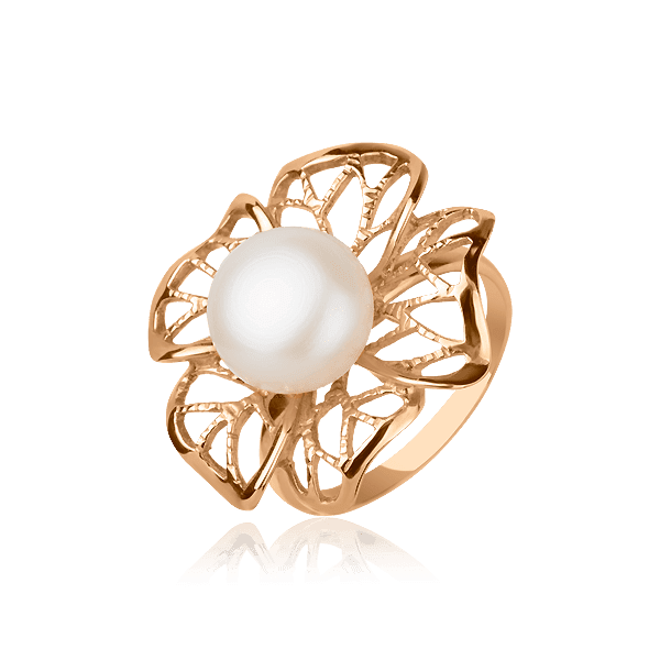 Золотое кольцо с жемчугом 396701 детальное изображение ювелирного изделия Золотые кольца с жемчугом