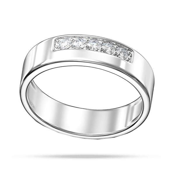 Кольцо в белом золоте с тонкой дорожкой из бриллиантов на пол ширины кольца 040316 детальное изображение ювелирного изделия Золотые кольца с бриллиантами Кольцо в белом золоте с тонкой дорожкой из бриллиантов на пол ширины кольца 040316 детальное изображение ювелирного изделия Золотые кольца с бриллиантами