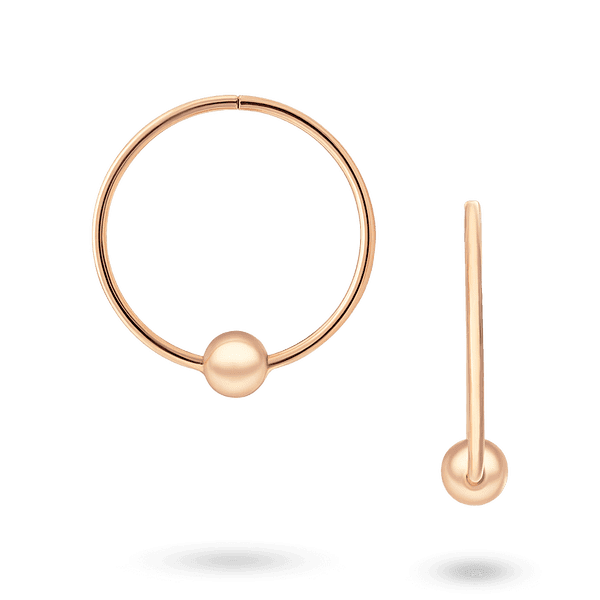 Золотые серьги-кольца с шариком 026572 детальное изображение ювелирного изделия Золотые серьги кольца (конго) 