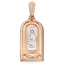 обзорное фото Ладанка Иерусалимская икона Божьей Матери в белом и красном золоте 039106  Золотые подвески без камней