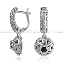 обзорное фото Серебряные серьги 454236С  Серебряные серьги с камнями