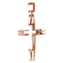 обзорное фото Золотой подвес объемный крест в комбинированном золоте 037963  Крестики мужские