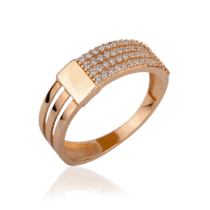 обзорное фото Золотое кольцо с фианитами 030389  Кольца золотые женские