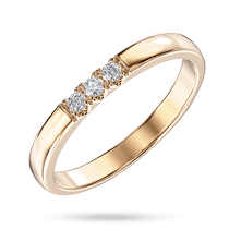 обзорное фото Лаконичное кольцо в красном золоте с бриллиантами 041273  Золотые кольца с бриллиантами