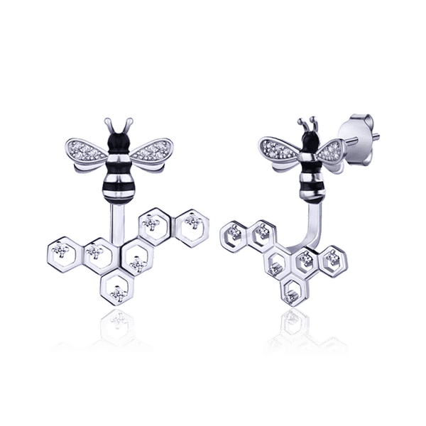 Серебряные серьги джекеты Пчелы и Соты 031141 детальное изображение ювелирного изделия Серебряные серьги с камнями Серебряные серьги джекеты Пчелы и Соты 031141 детальное изображение ювелирного изделия Серебряные серьги с камнями