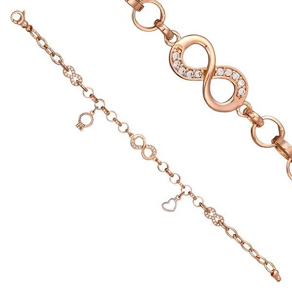 Золотой браслет с фианитами Бесконечность и сердце 032379 детальное изображение ювелирного изделия Женские золотые браслеты Золотой браслет с фианитами Бесконечность и сердце 032379 детальное изображение ювелирного изделия Женские золотые браслеты