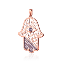 обзорное фото Золотая подвеска Хамса с фианитами 033084  Золотые подвески с камнями
