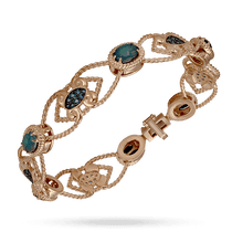 обзорное фото Женский золотой браслет с опалом и фианитами Марго 033348 Золотые браслеты обзорное фото Женский золотой браслет с опалом и фианитами Марго 033348  Золотые браслеты