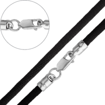 обзорное фото Шелковый шнурок с серебряной застежкой 6010/3  Шнурки с серебром