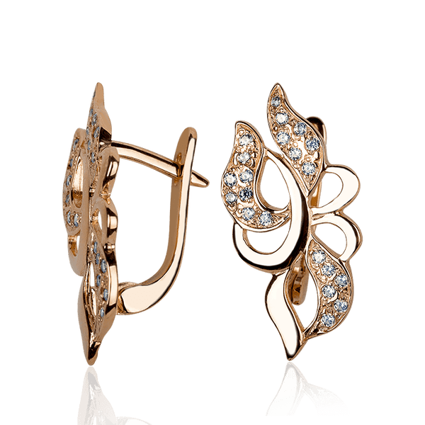 Женские серьги с фианитами в красном золоте 032178 детальное изображение ювелирного изделия Золотые серьги с фианитом Женские серьги с фианитами в красном золоте 032178 детальное изображение ювелирного изделия Золотые серьги с фианитом