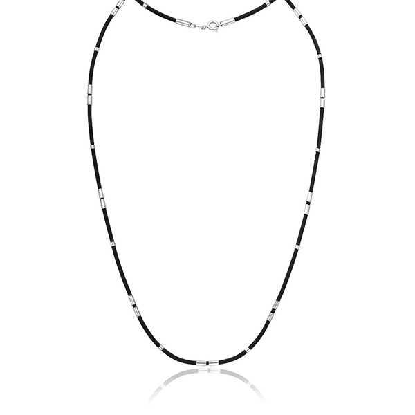 Черный ювелирный шнурок с серебряными вставками 035357 детальное изображение ювелирного изделия Серебряные цепочки Черный ювелирный шнурок с серебряными вставками 035357 детальное изображение ювелирного изделия Серебряные цепочки