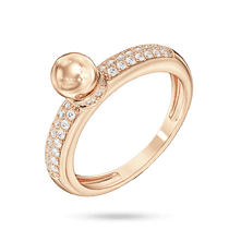 обзорное фото Золотое кольцо с шариком и дорожками фианитов 041275  Золотые кольца с фианитом