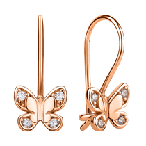 обзорное фото Золотые серьги Бабочки 037842  Серьги с камнями