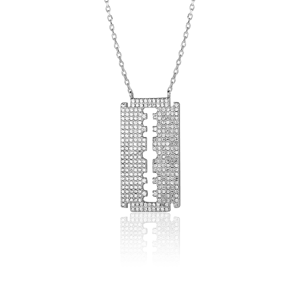 Серебряное колье Лезвие  с фианитами 027410 детальное изображение ювелирного изделия Серебряные колье Серебряное колье Лезвие  с фианитами 027410 детальное изображение ювелирного изделия Серебряные колье