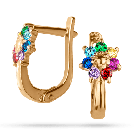 Золотые детские серьги с фианитами 025700 детальное изображение ювелирного изделия Серьги с камнями Золотые детские серьги с фианитами 025700 детальное изображение ювелирного изделия Серьги с камнями