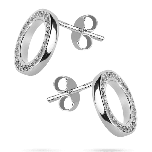 Сережки - пусети в сріблі Коло з білими фіанітами 039637 детальне зображення ювелірного виробу