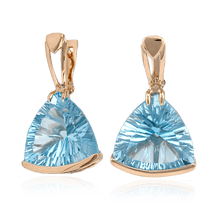 обзорное фото Золотые серьги с топазом 024599  Золотые серьги с топазом