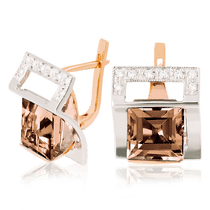 обзорное фото Золотые серьги с раухтопазом 023578  Золотые серьги с раухтопазом