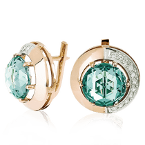 обзорное фото Золотые серьги с кварцем 023512 Золотые серьги с кварцем обзорное фото Золотые серьги с кварцем 023512  Золотые серьги с кварцем