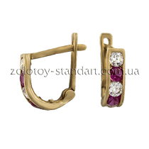 обзорное фото Золотые серьги с цирконием 100309к  Серьги с камнями