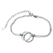 обзорное фото Браслет на руку с двумя кругами в фианитах разного цвета 925 пробы 039752 Серебряные женские браслеты обзорное фото Браслет на руку с двумя кругами в фианитах разного цвета 925 пробы 039752  Серебряные женские браслеты