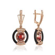 оглядове фото Золоті сережки з агатом і фіанітами 029040 оглядове фото Золоті сережки з агатом і фіанітами 029040