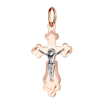 обзорное фото Золотой крестик с распятием 037792  Золотые крестики православные