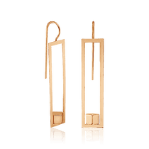 обзорное фото Золотые серьги Кубики 030091  Золотые серьги